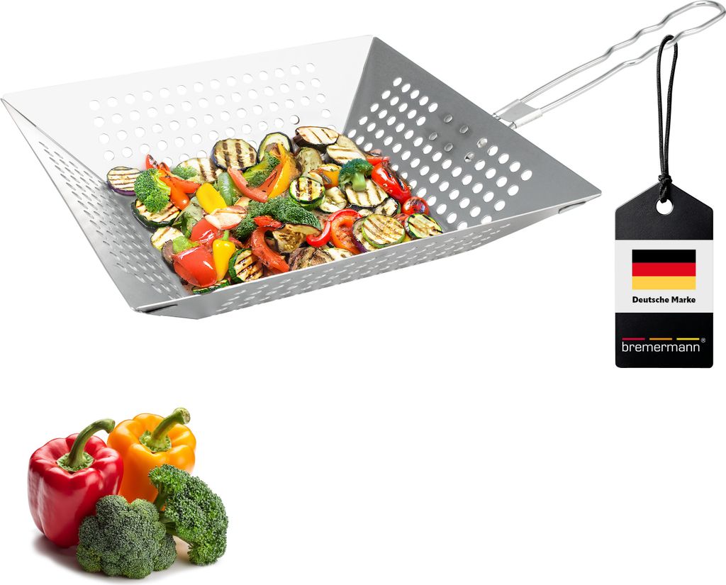 bremermann Grillpfanne quadratisch, mit Klapp-Griff, ca. 30,5 x 6 x 51 cm