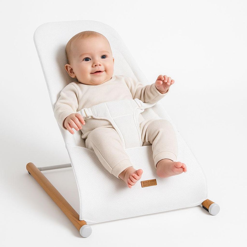 CHILDHOME Babywippe Evolux Naturfarben und Weiß Produktbild 