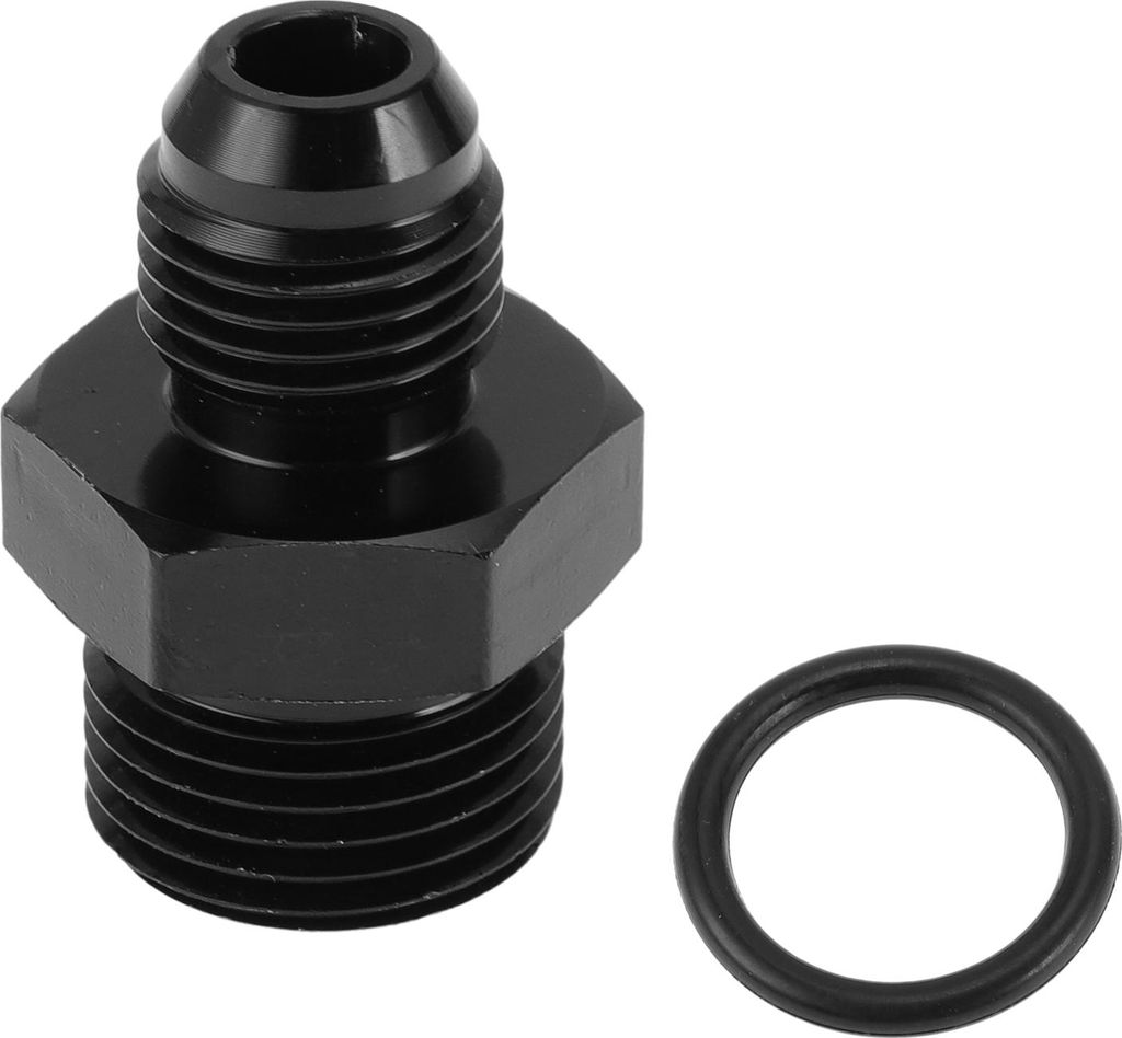 Male Flare Reducer Schlaucharmatur Adapter ORB8-6AN Kraftstoffleitung Verbinder Aluminium mit O-Ring Schwarz