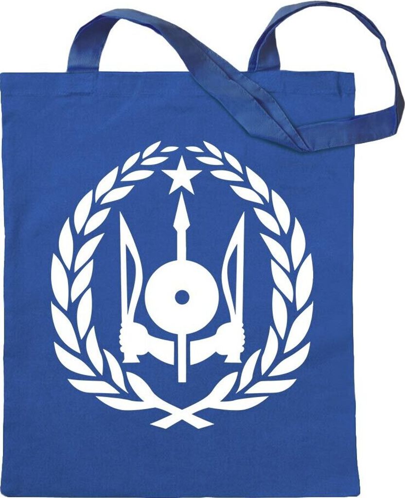Kiwistar - Baumwolltasche - royalblau - Dschibuti Wappen - Tragetasche Stoffbeutel Umhängetasche Langer Henkel