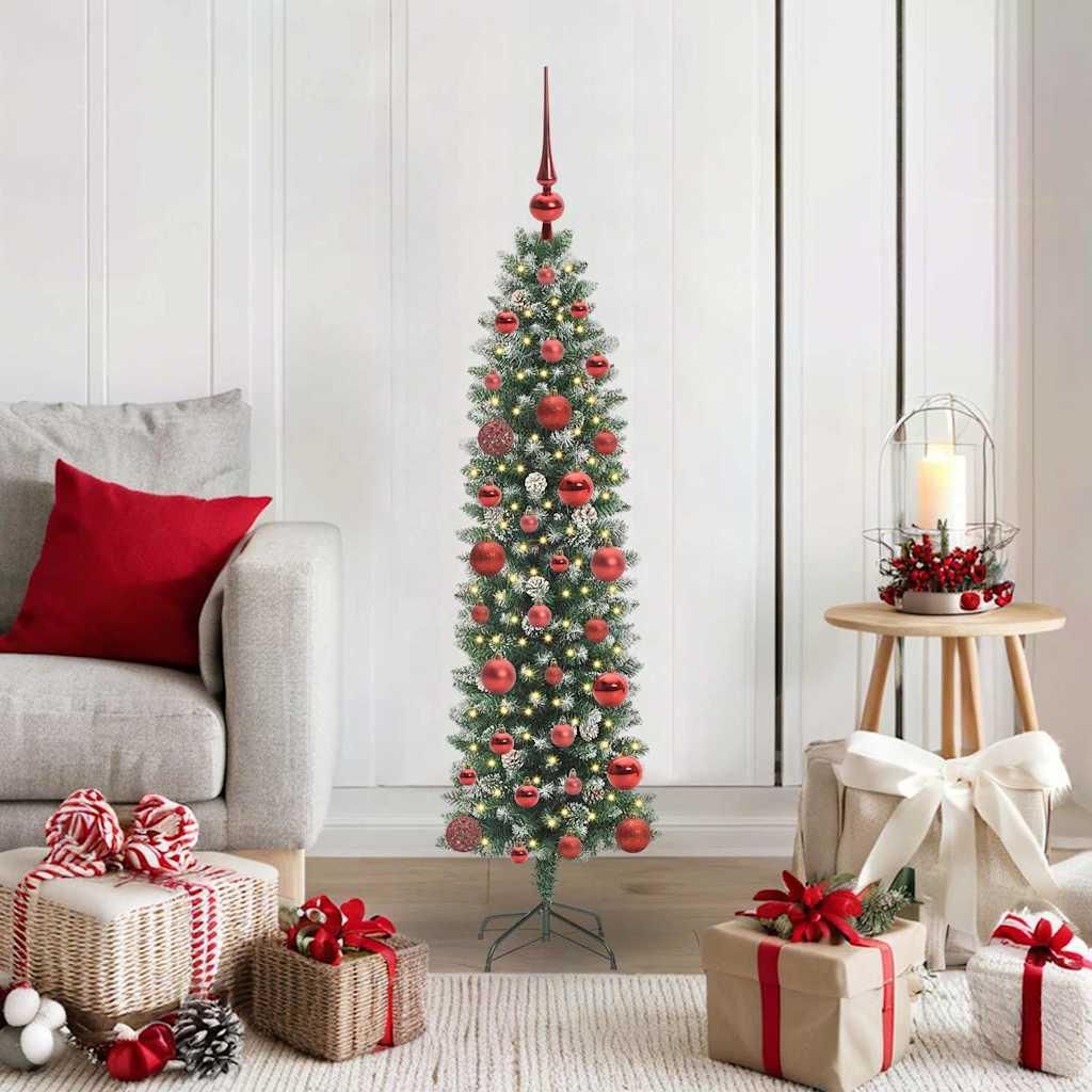 Maison Exclusive - Künstlicher schlanker Weihnachtsbaum Grün und Weiß 120 cm