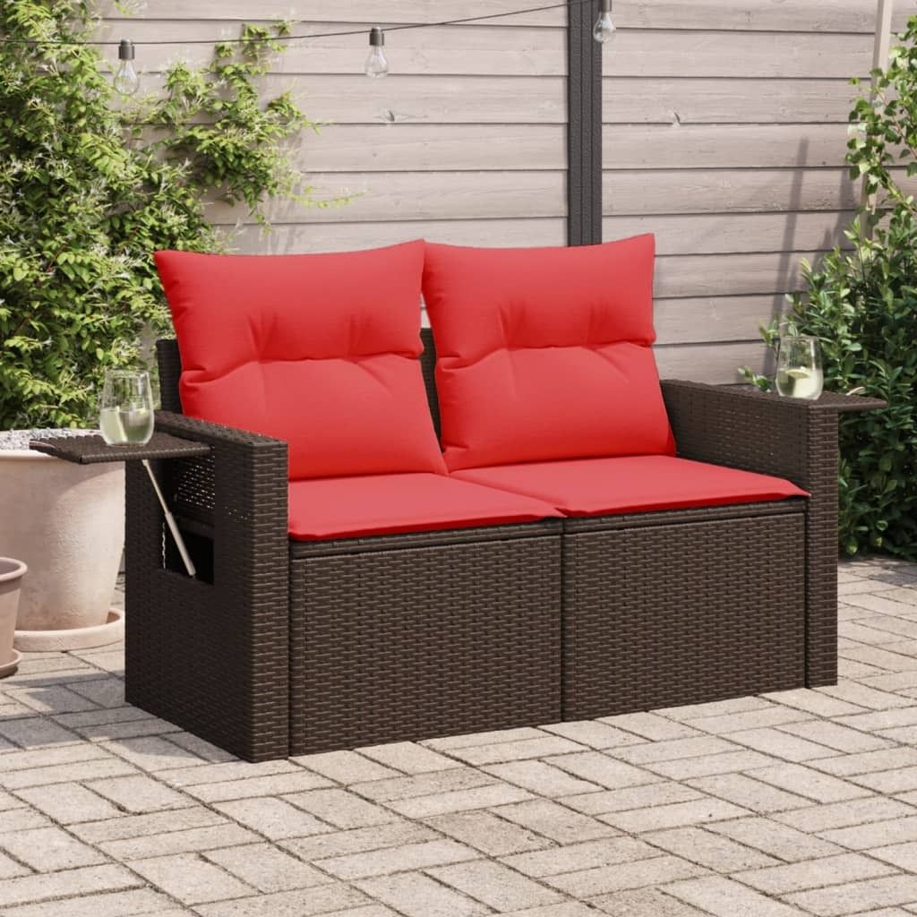 "im Angebot" Gartensofa mit Kissen - Terrassen-Sofa - 2-Sitzer Braun Poly Rattan - Gartensofas CC16858