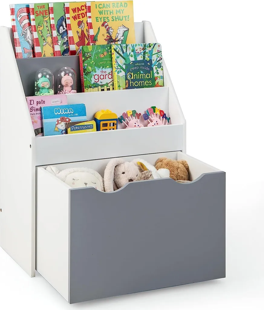 Étagère à Livres pour École Maternelle avec Bac de Jeu sur Roulettes