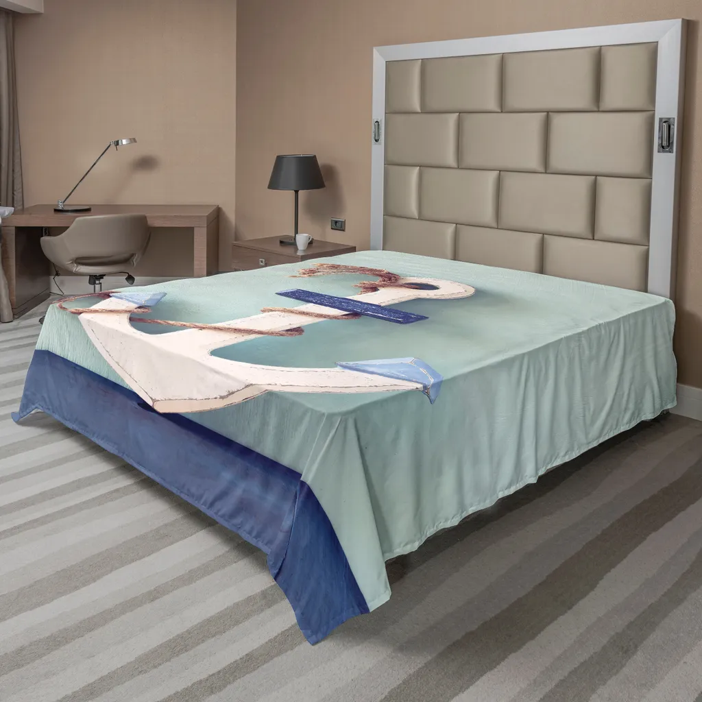 Drap Plat Doux Thème Aventure en Mer en Microfibre Bleu Clair 275cm