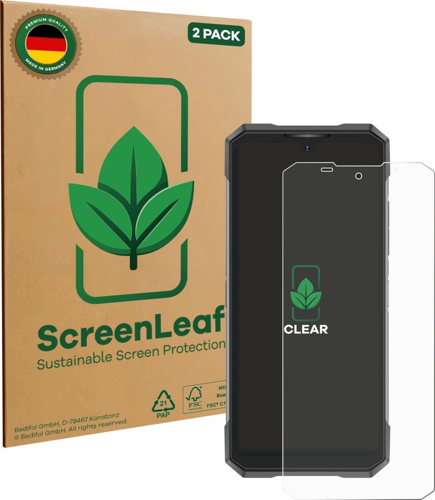 2x ScreenLeaf Schutzfolie für Doogee S200X nachhaltiger Displayschutz Display Schutz Folie Klar Transparent