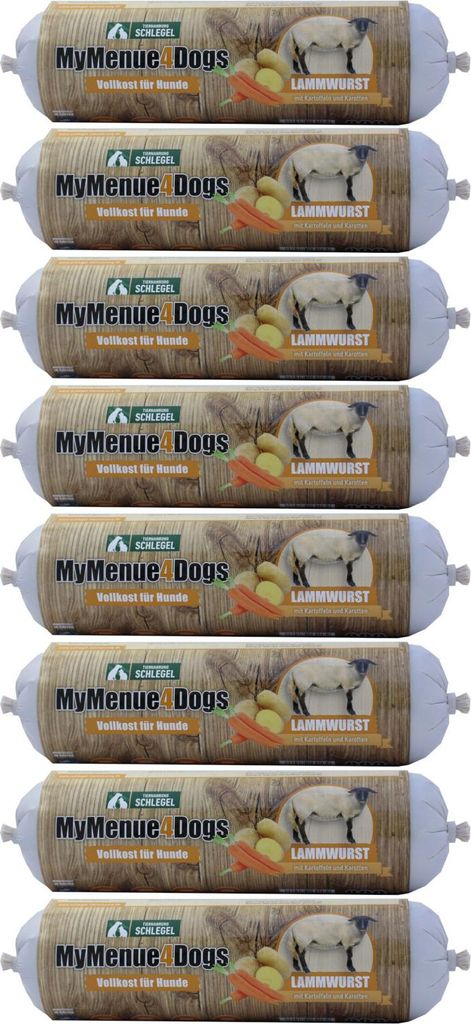 MyMenue4Dogs Hundefutter Lammwurst - 8x 800g