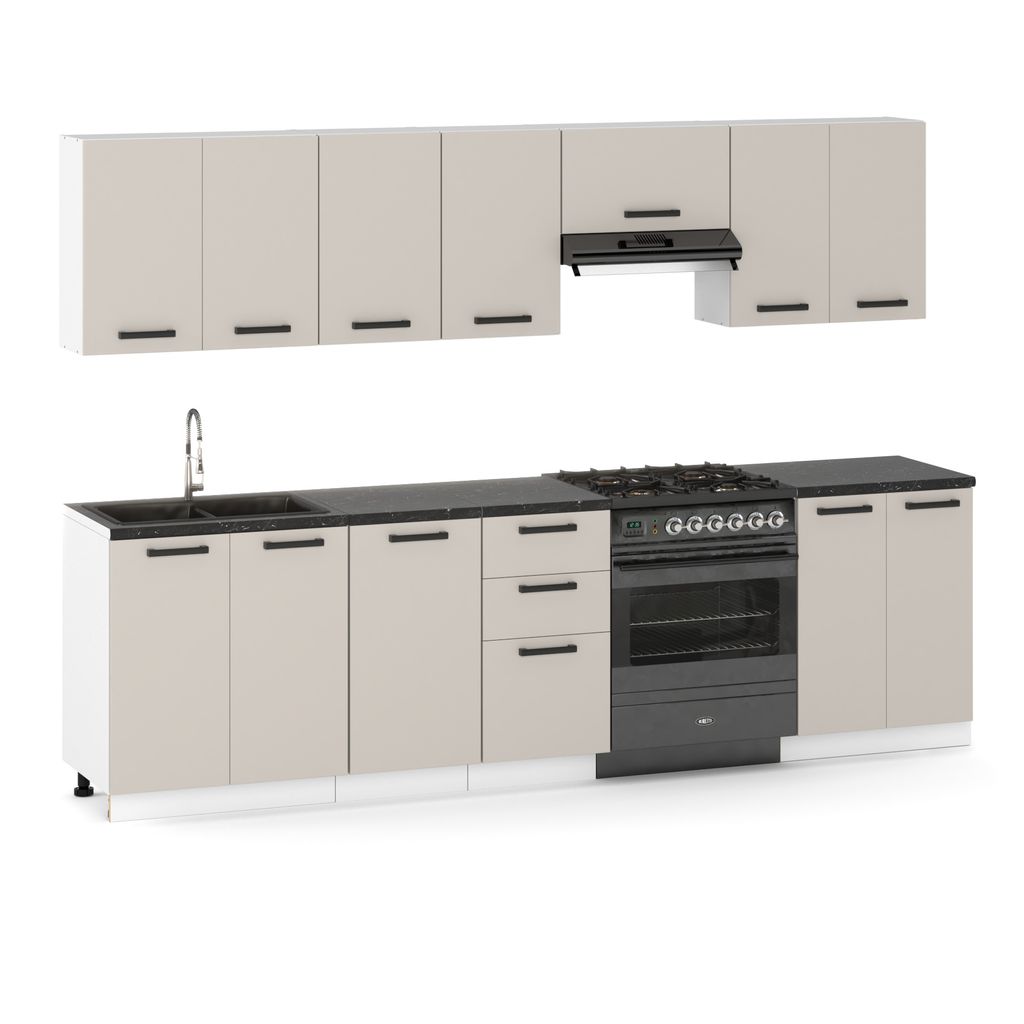 Küchenzeile Küchenblock moderne Küchenmöbel-Set Möbelsets 280 cm Kaschmir