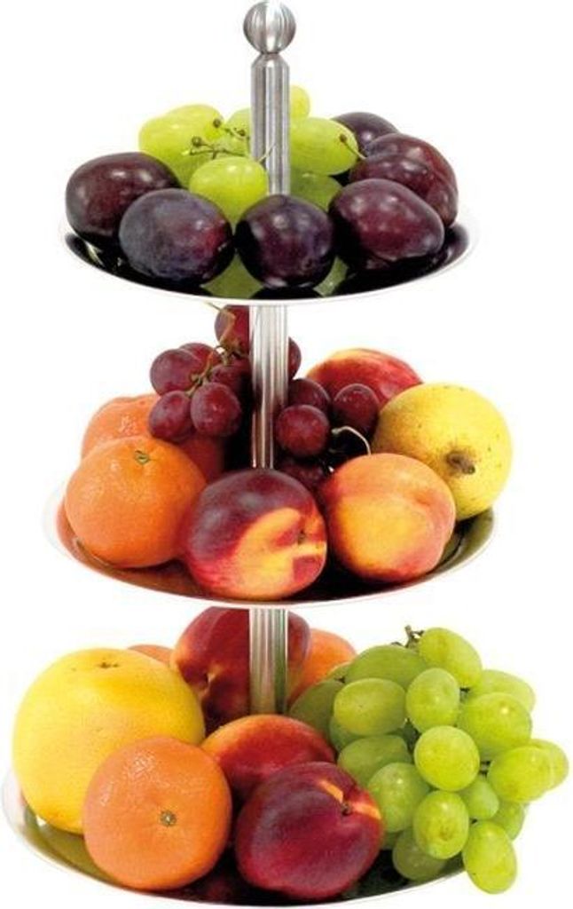 Etagere Edelstahl 3 Etagen – Obst- & Gebäcketagere, Höhe 42 cm