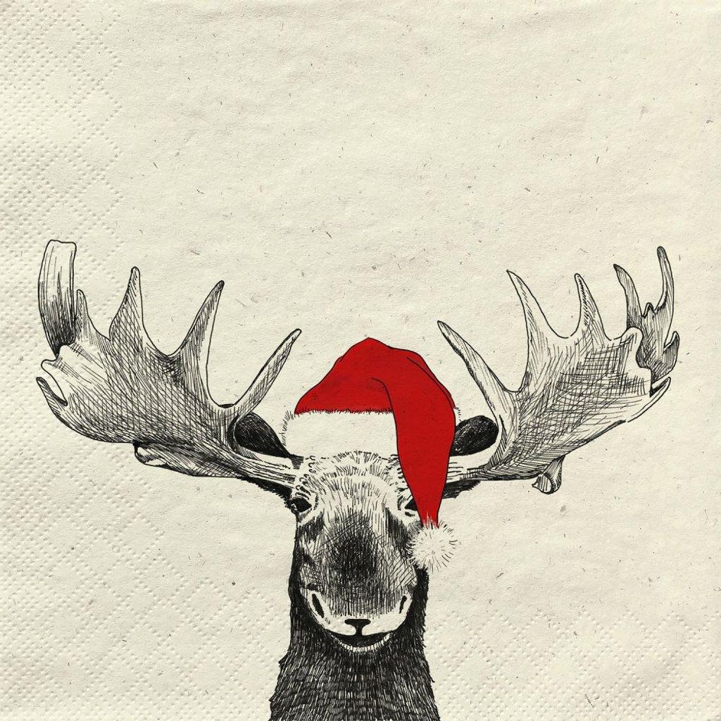 Servietten 33x33 cm Gras-Zellstoff - funny xmas moose