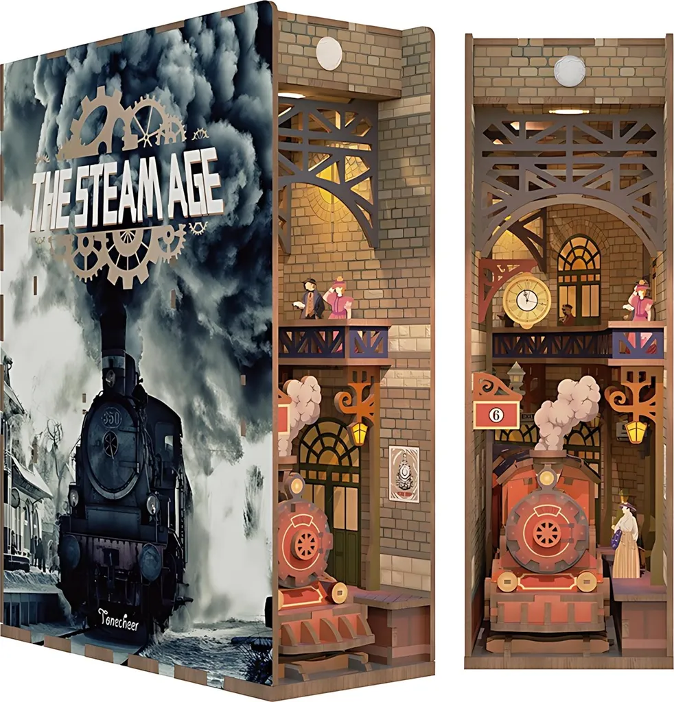 Puzzle 3D Book Nook en bois Tonecheer, maquette mécanique Steampunk