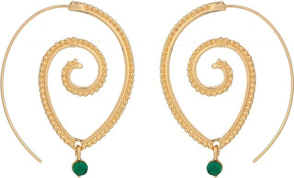 Einzigartige, spiralförmig, hohle Wassertropfen-Ohrringe für Damen, Ohrhaken-Schmuck-Golden
