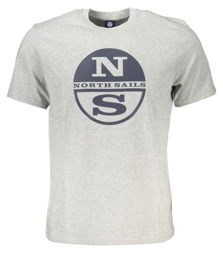 Graues Herren Kurzarm-T-Shirt mit Rundhals und Logo-Druck
