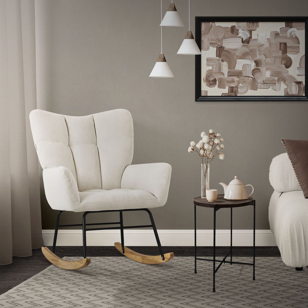 Houpací křeslo ML-Design béžové s potahem ve vzhledu Obrázek produktu 7