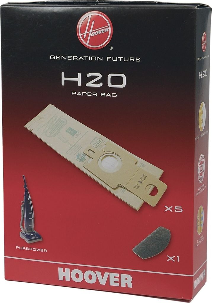 Hoover 09173717 5x Filterbeutel Staubbeutel H20 + Mikrofilter für PurePower Staubsauger Bürstsauger Saugklopfer auch Candy Hanseatic Neckermann Q...