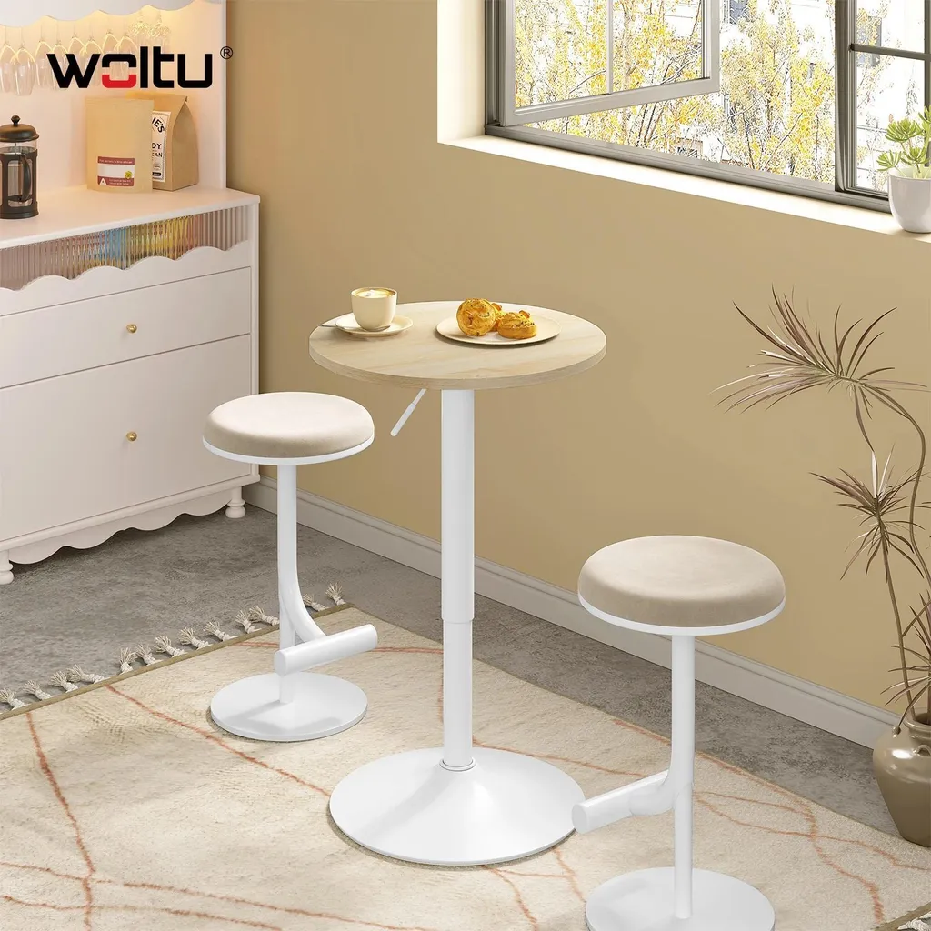 Table mange-debout réglable en hauteur chêne clair pour cuisine et bar - 2