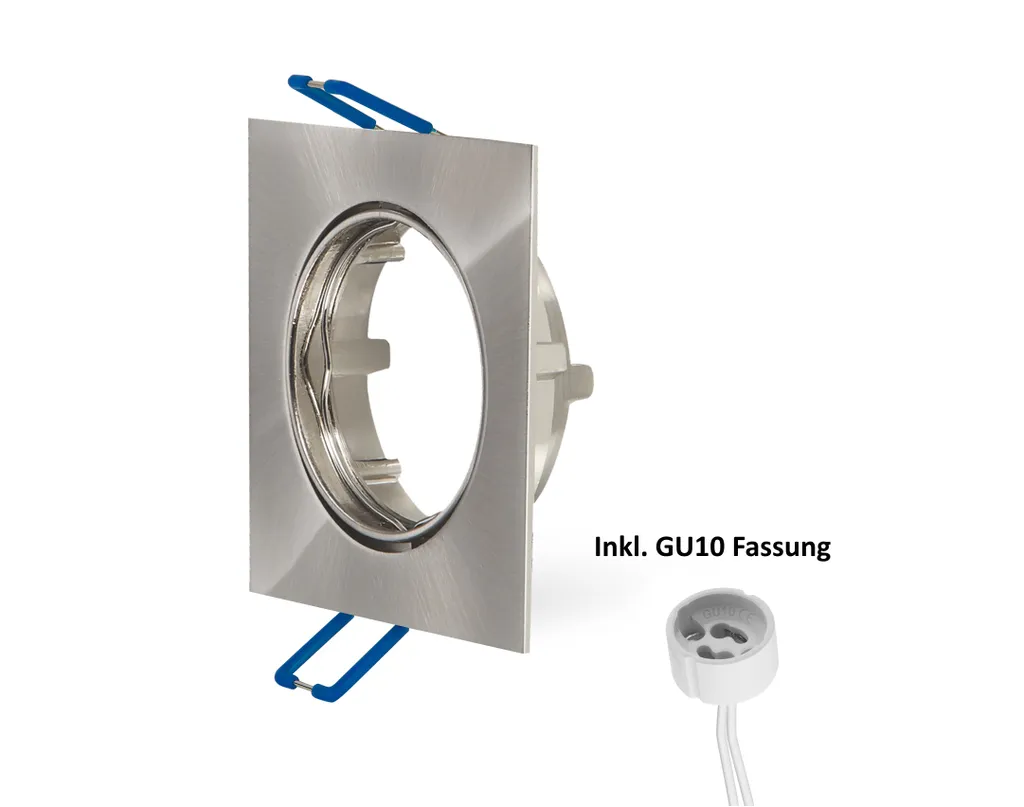 2x cornice da incasso ultrapiatta angolare in acciaio inox spazzolato faretto da incasso 80x80mm faretto da incasso a soffitto luce da incasso incl. 2x lampadina LED GU10 da 5W bianco caldo faretto da soffitto - 2