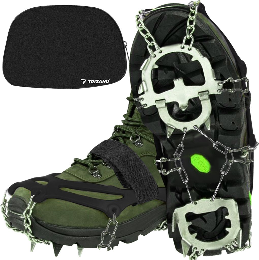 Steigeisen für Bergschuhe 12 Zähne Grödel Eisspikes Trekking Bergsteigen Größen 35-47 Etui 20307, Größe:M
