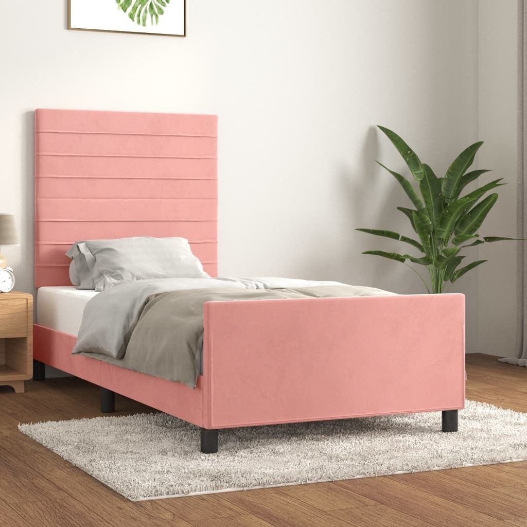 "2026 Promotion" Bettgestell moderne - mit Kopfteil - Rosa - 100x200 cm - Samt - Polsterbett CC6325