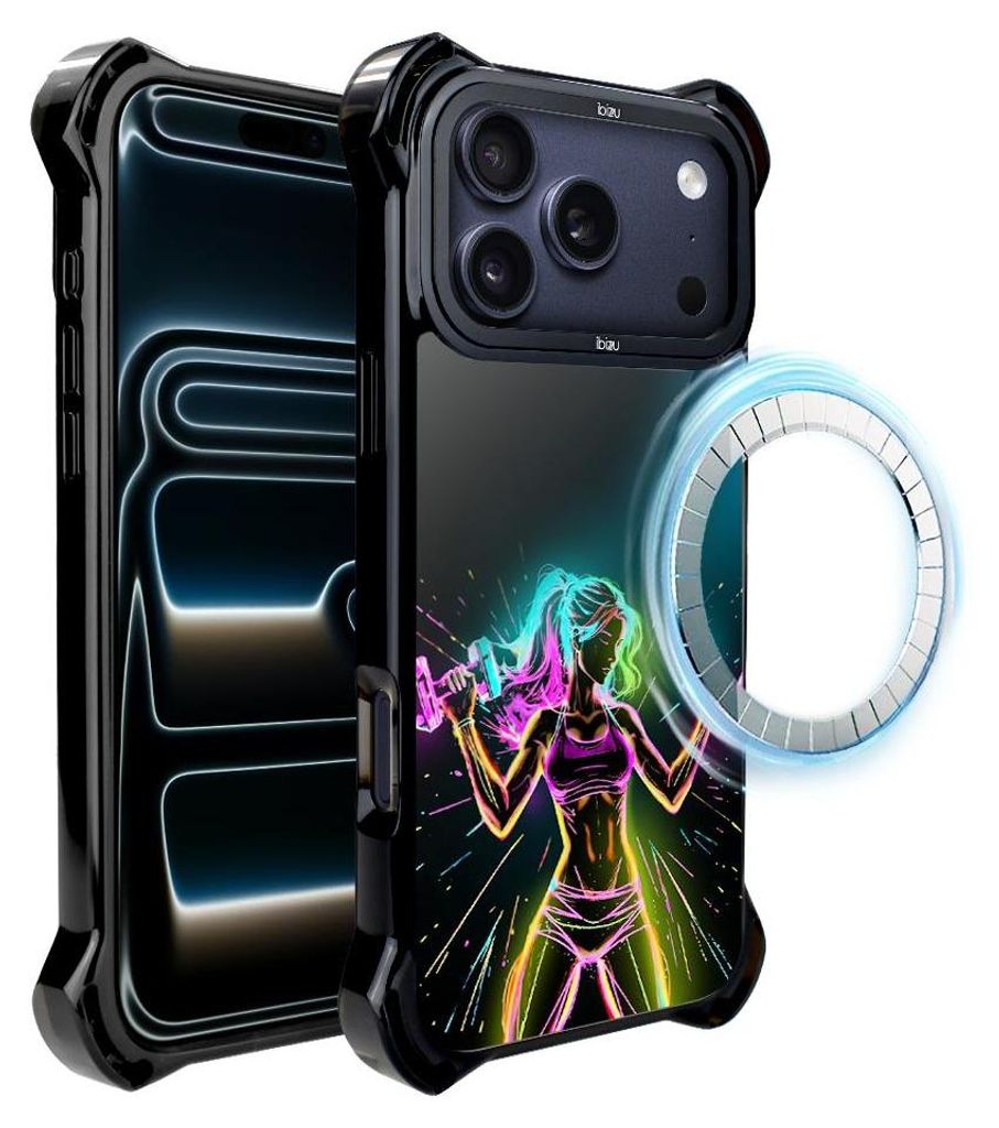 Schutzhülle für das iPhone 17 Pro Max, MagSafe-kompatibel, verstärkte Ecken, schwarz, Sportlerin, Fitness