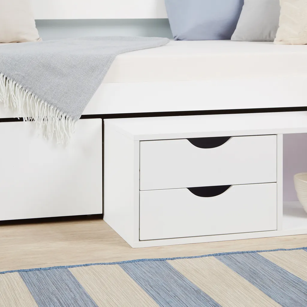 Lit d'enfant 90x200 cm modulable blanc idéal pour gagner de la place
