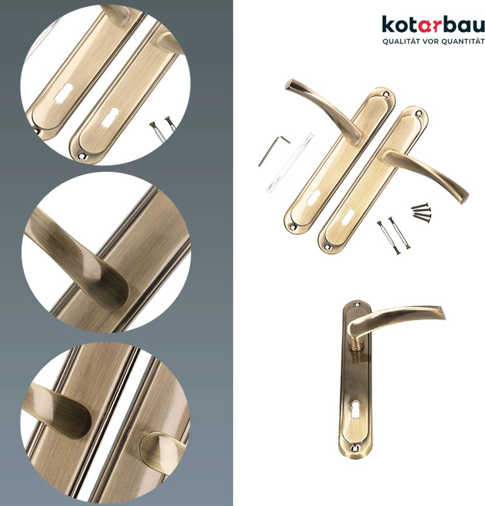 KOTARBAU® Maniglia Per Porta In Acciaio 290 Mm, Colore Oro – Nero – In