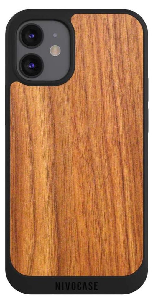 NIVOCASE Handyhülle für Apple iPhone 12 mini Hülle NIVOpure Case Schwarz Holz Holzoptik Lärche