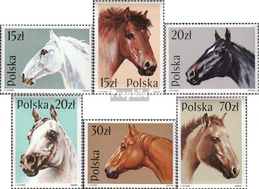 Briefmarken Polen 1989 Mi 3190-3195 (kompl.Ausg.) postfrisch Pferde