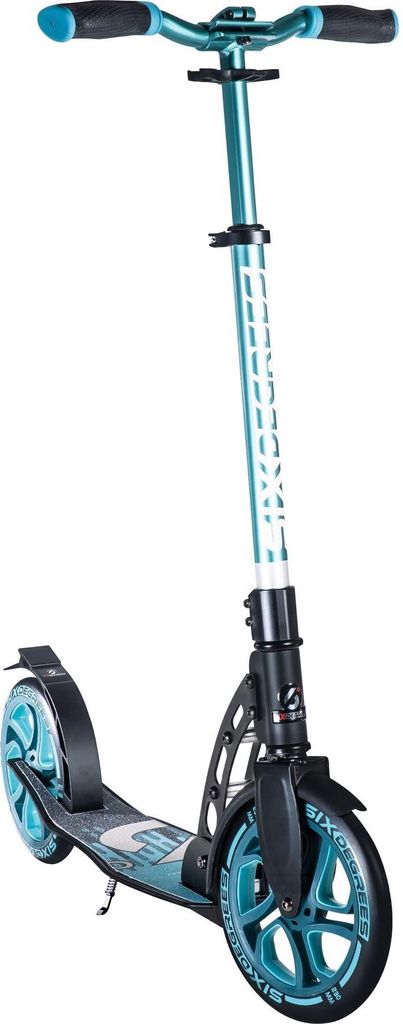 SIX DEGREES Aluminium Scooter mit Klappmechanismus und Ständer, 230/215 mm, ABEC 7, höhenverstellbar, , türkis