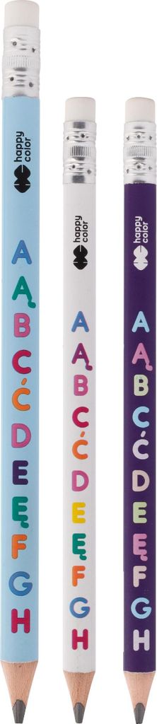 DICKER 2B-Dreikantbleistift mit Radiergummi zum Schreibenlernen Happy Color ABC