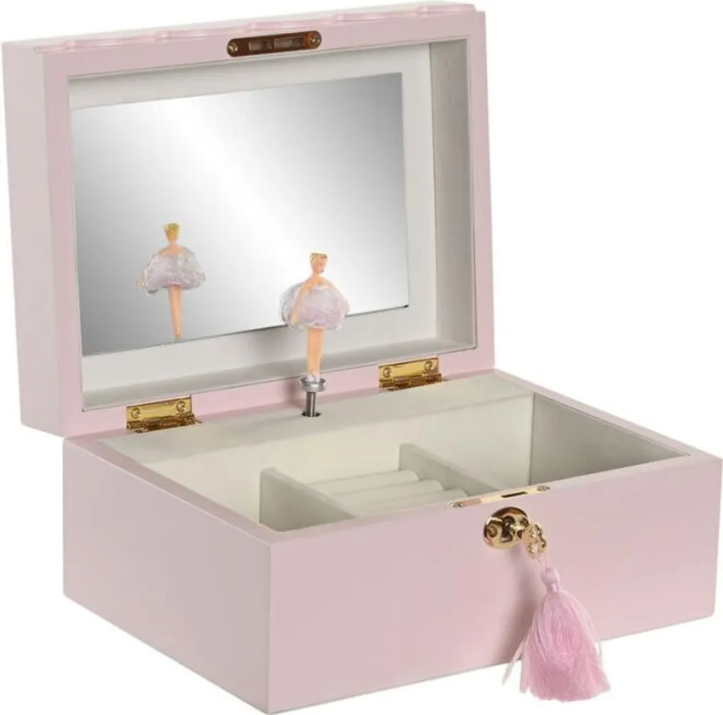 Petite boîte à bijoux rose bois miroir Home Esprit 25cm de largeur