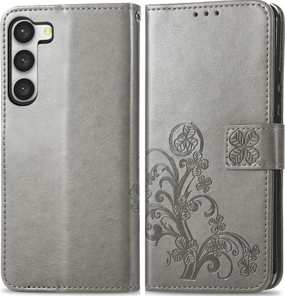 Mobigear Clover Samsung Galaxy A54 Hülle Klapphülle Geldbörse - Grau