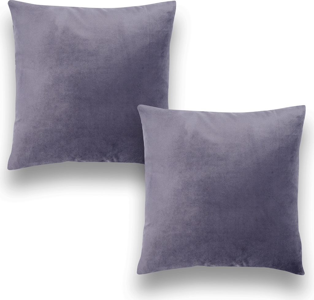 Brielle 2er Set Samt Kissenbezug Kissenhülle Sofakissen Dekokissen Bezug mit Verstecktem Reißverschluss 40 x 40 cm Anthrazit