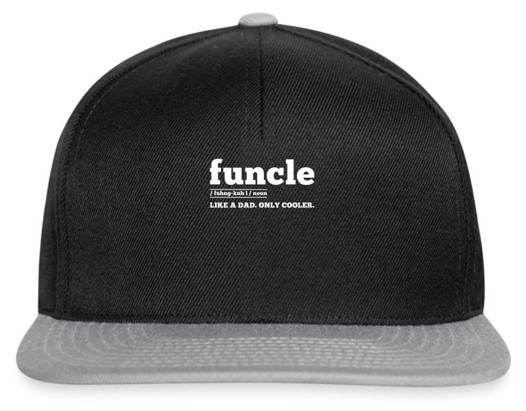 Spreadshirt Funcle Cooler Fun Onkel Wortspiel Snapback Cap, One size, Schwarz/Grau