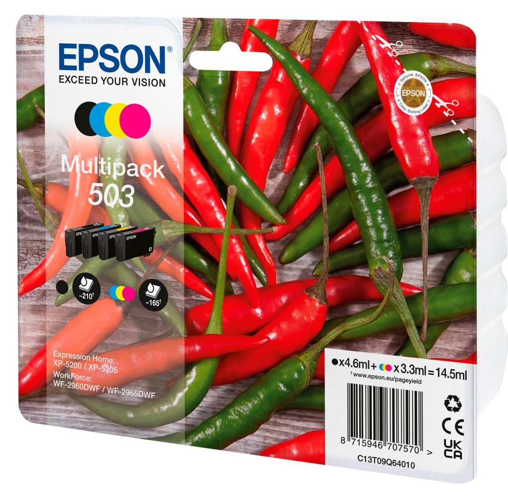 Epson 503, Standardowa wydajność, Czarny, Cyjan, Purpurowy, Zdjęcie produktu 