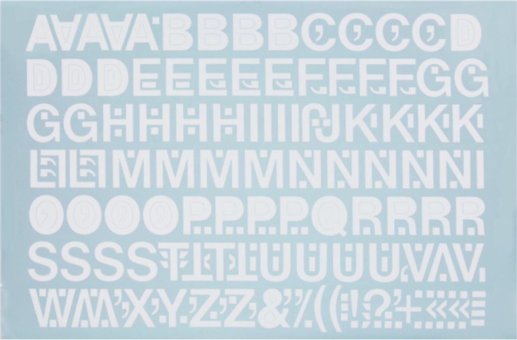 Aufkleber Großbuchstaben weiß, Folie, 50 mm, 1 Bogen