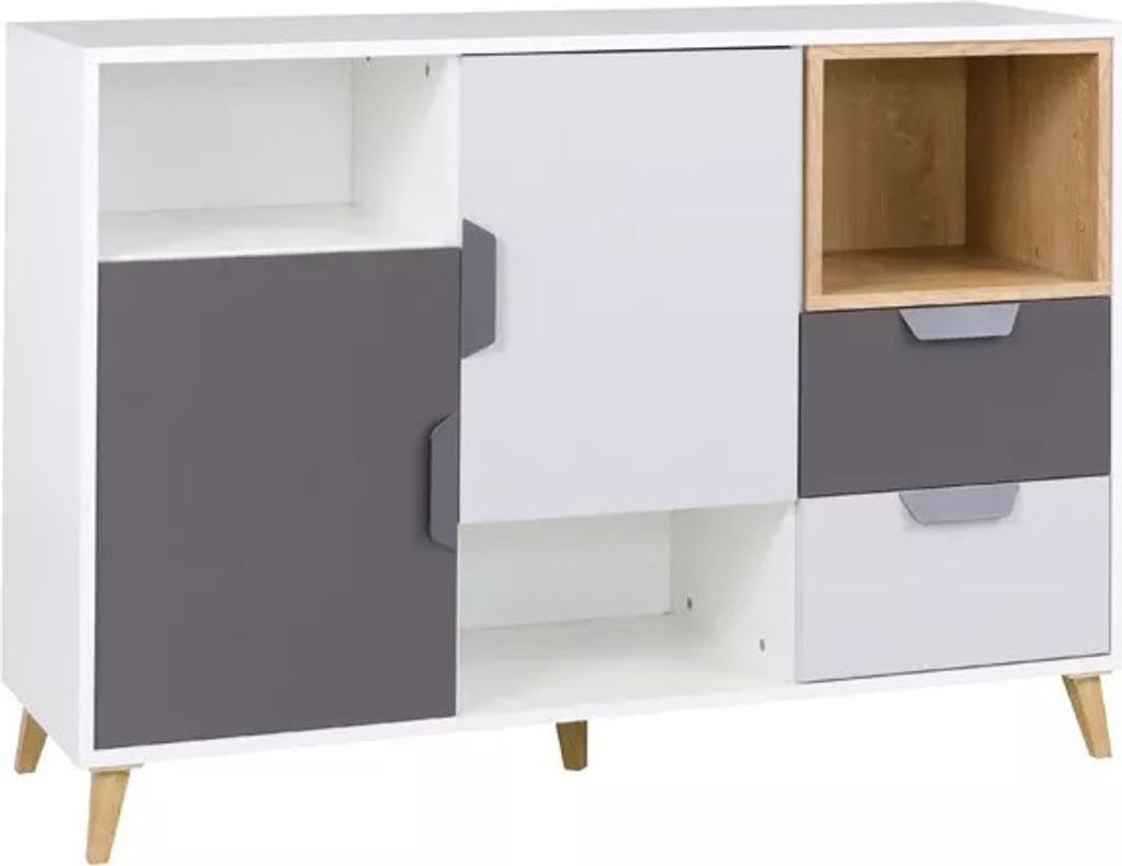 Funktionskommode Reko 7 Weiss/Graphit/Grau