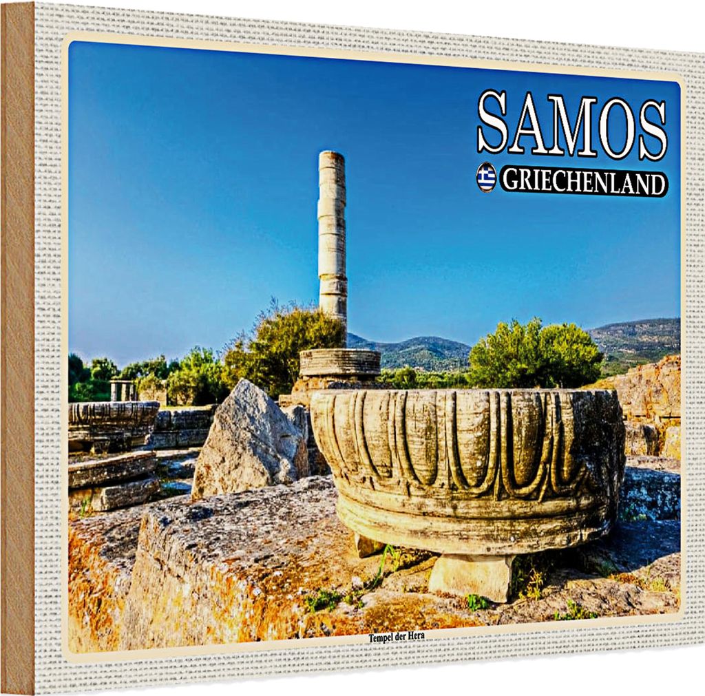 Holzschild Reise 30x20cm Samos Griechenland Tempel der Hera