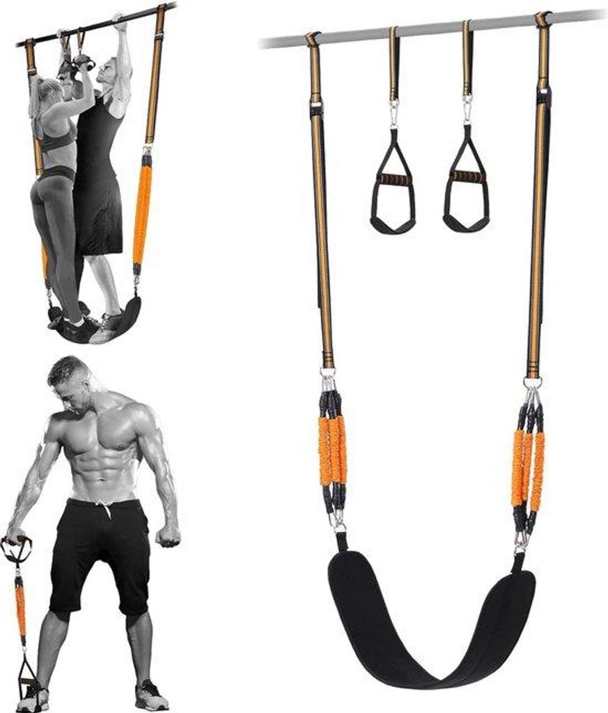 Portables Pilates Flexband Set mit 6 Widerstandsbändern 150/250 lbs für Yoga und Fitness