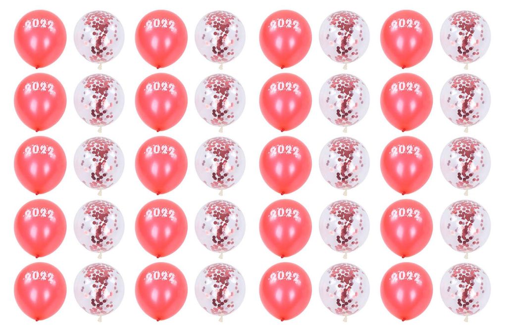40 Partyballons, 12 Zoll, Thema 2022, Rot und rotes Konfetti, vielseitig einsetzbar, Latexballons