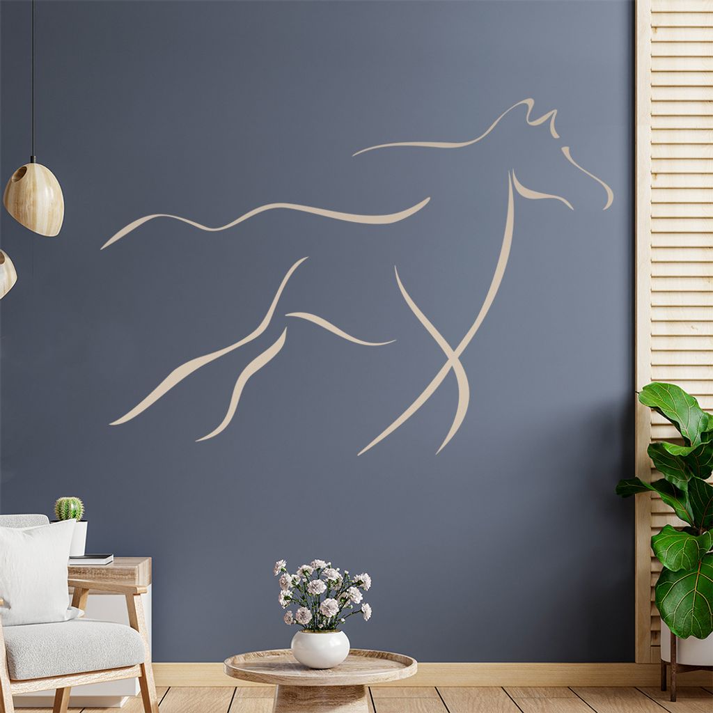 Pferd Linien Wandtattoo in 6 Größen - Wandaufkleber Wall Sticker - Dekoration, Küche, Wohnzimmer, Schlafzimmer, Badezimmer