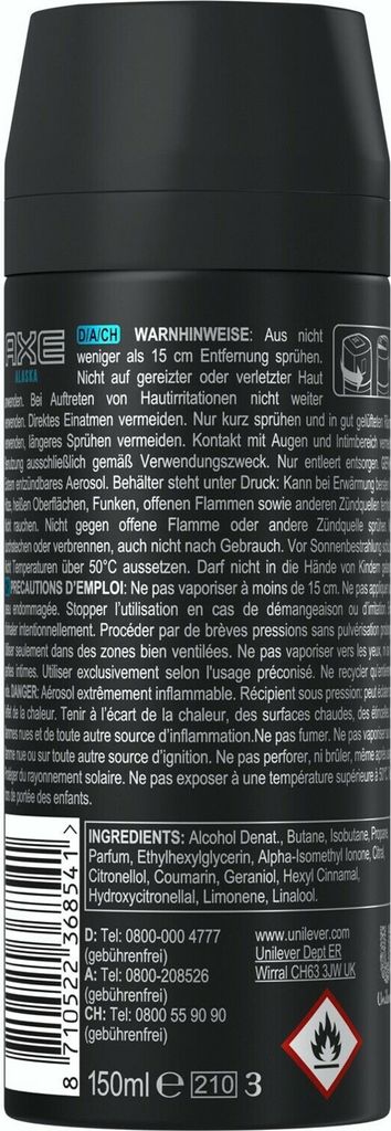 Axe Bodyspray Alaska – 48h Schutz Ohne Aluminium, 150ml Dose (Packung Mit 5 Stück)
