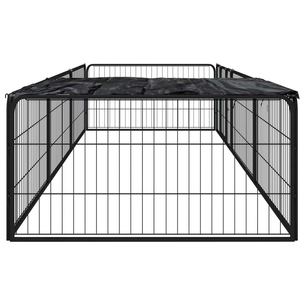 vidaXL 8-tlg. Hundelaufstall Schwarz 100x50 cm Stahl Pulverbeschichtet