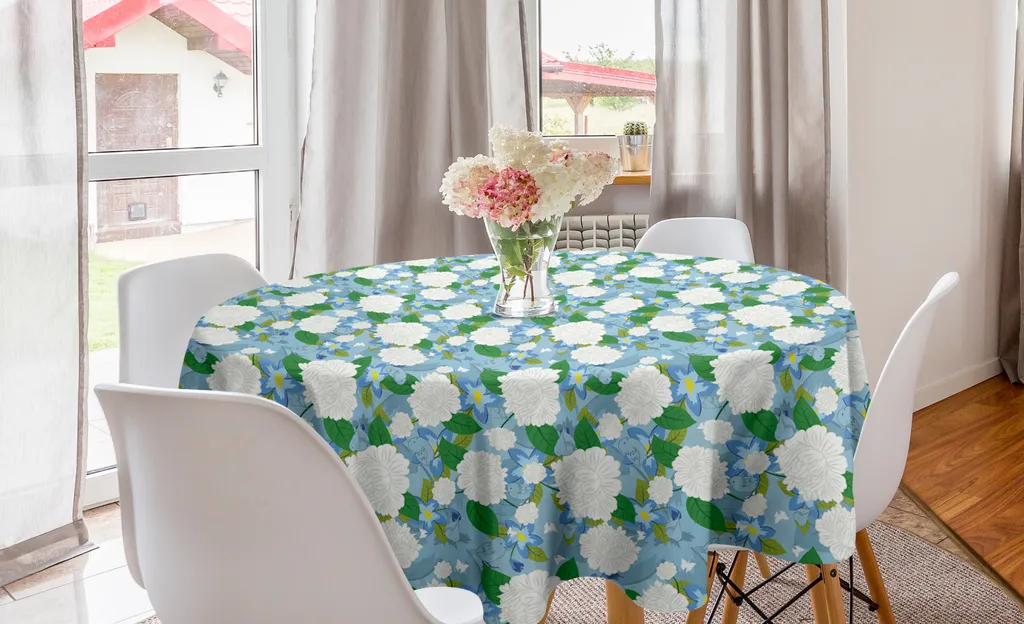 ABAKUHAUS Tovaglia rotonda con motivi floreali, fiori e uccellini rinfrescanti, tovaglia circolare per decorare la sala da pranzo e la cucina, 150 cm, multicolore