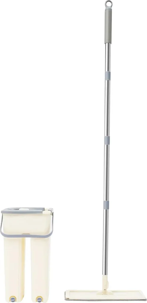 Système balai plat avec seau essoreur 8L et serpillère microfibre
