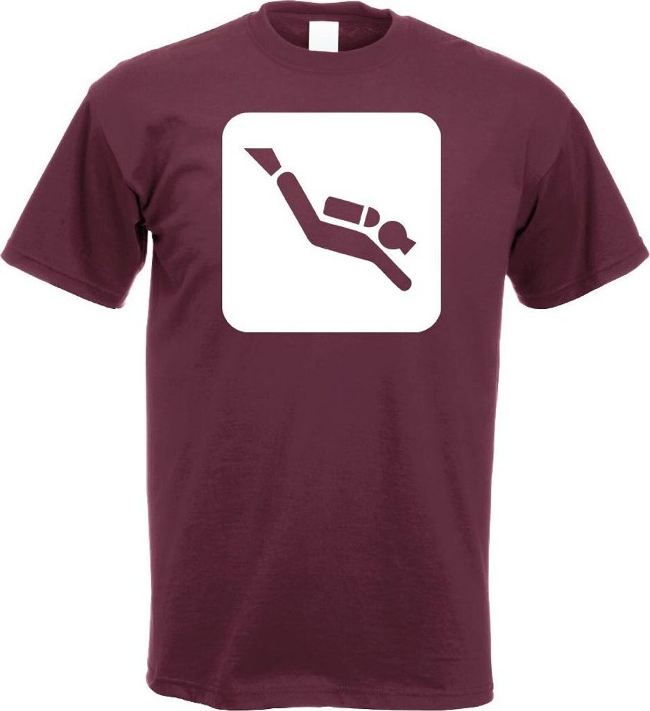 Kiwistar - T-Shirt - Burgund - Tauchstelle Tauchspots Piktogramme Herren Funshirt Bedruckt Design Sprüche Spruch Motive - mit Motiv Bedruckt - Fun...