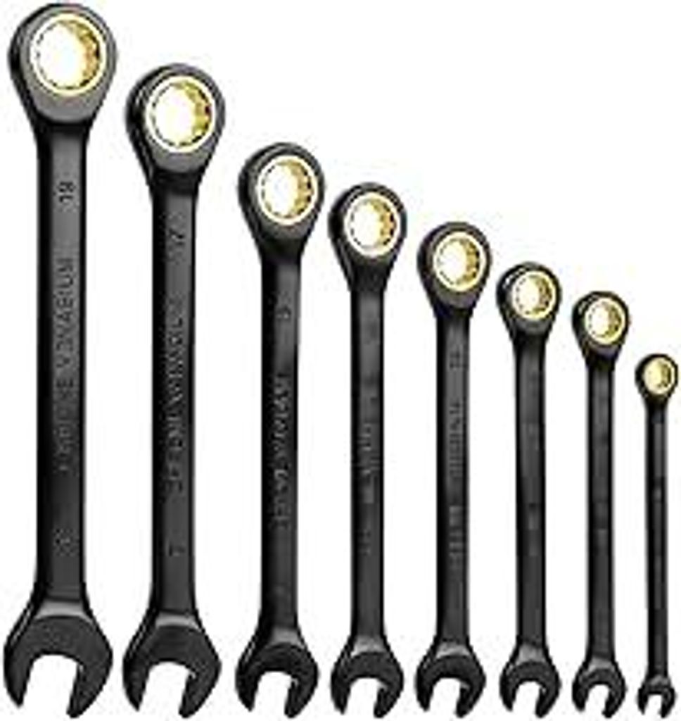8TLG Ratschenschlüssel Set 8-19 mm, Schraubenschlüssel Ringratschenschlüssel Set (8, 10, 12, 13, 14, 15, 17, 19mm), Gabelschlüsselsatz Maulschl...