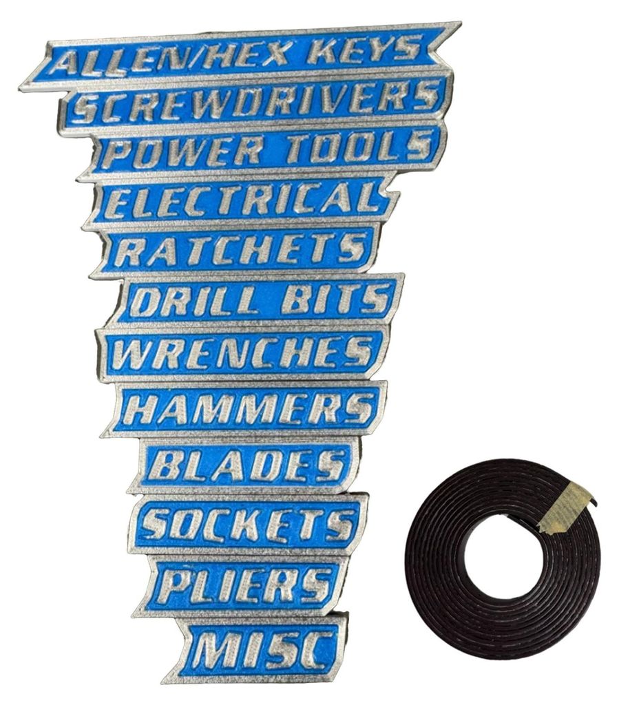 1/10/12 Stück Magnetische Werkzeugkasten-Etiketten, gut lesbar, wiederverwendbar, 3D-Magnet-Werkzeugkasten-Organizer-Etiketten, multifunktionale M...