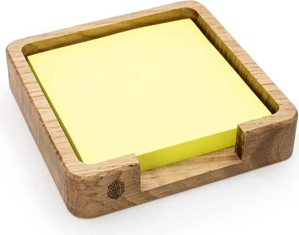 Organiseur de notes carré en chêne véritable avec finition artisanale fine
