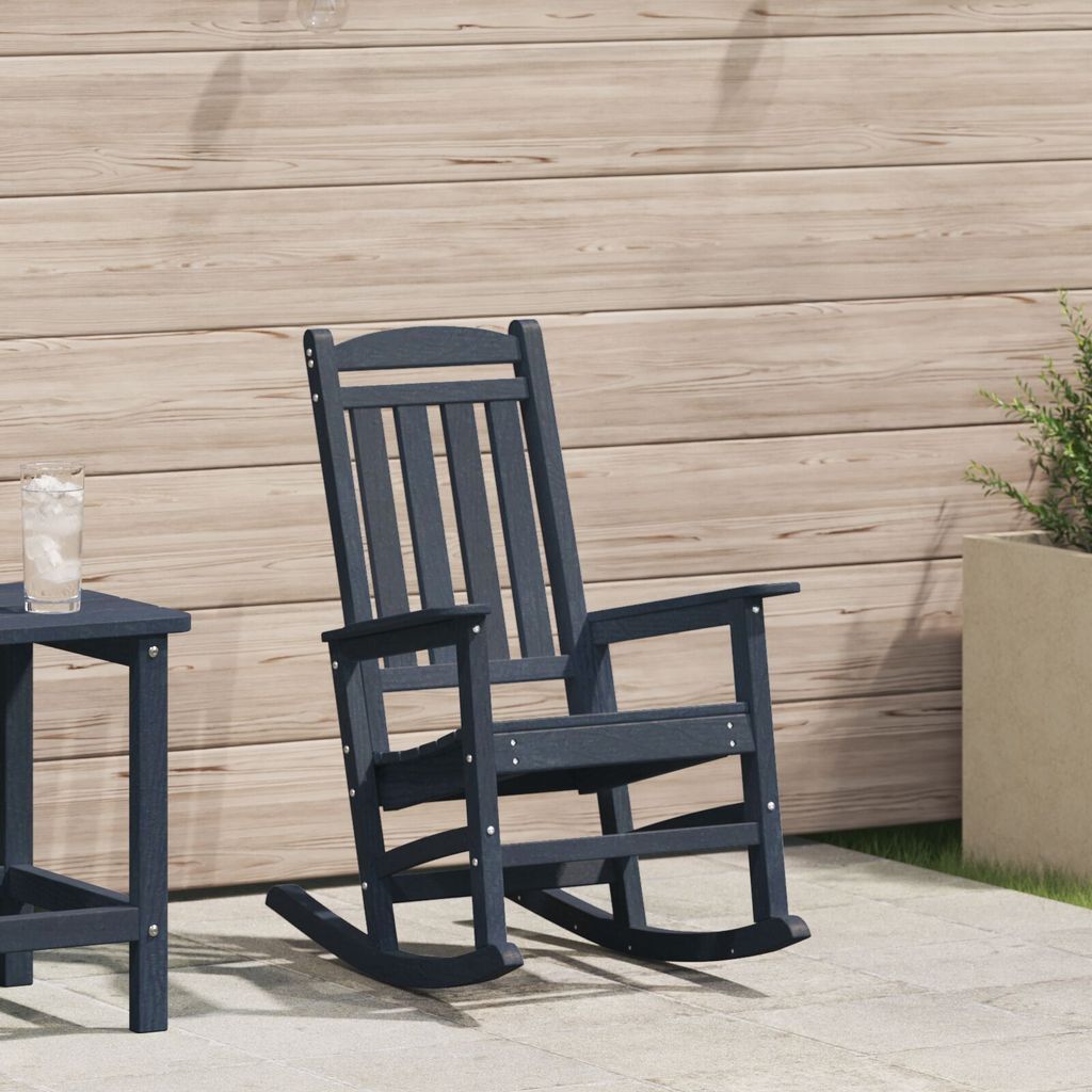 Möbel Garten Schaukelstuhl Marineblau 70x92x108 cm HDPE - Gartenstühle 42006614