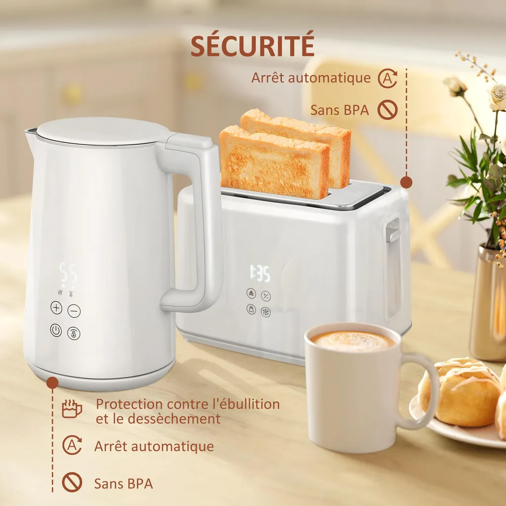 Pack Petit-Déjeuner Bouilloire Rapide et Grille-pain Polyvalent - 7